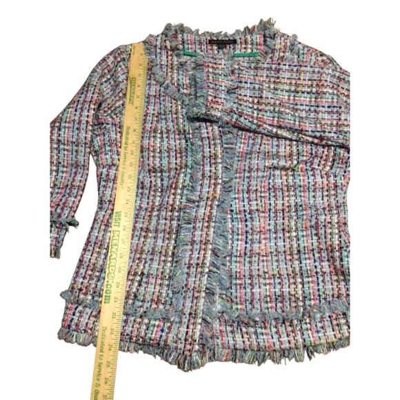 Boston Proper Womens Blazer 16 Multicolor Tweed Metallic Hook Closure Classic - Picture 10 of 11